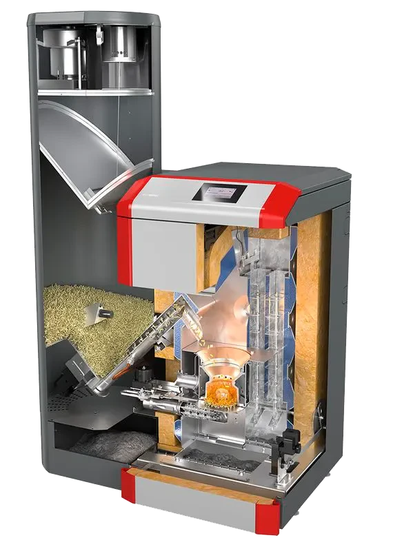 Femme détendue lisant près d'un poêle à bois moderne dans salon contemporain avec poutres apparentes